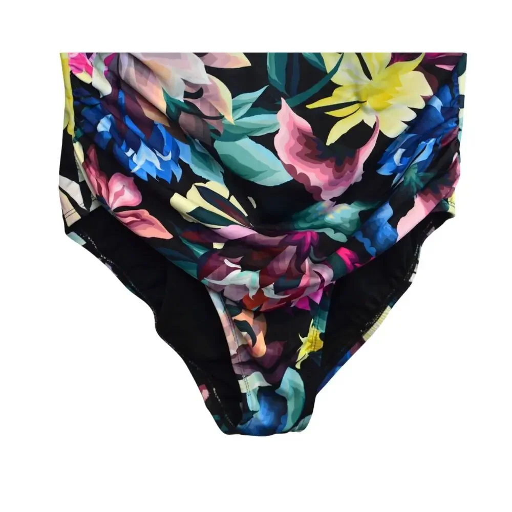 Swim Solutions Women's Floral-Print Flutter-Sleeve One-Piece Swimsuit - Picture 4 of 7